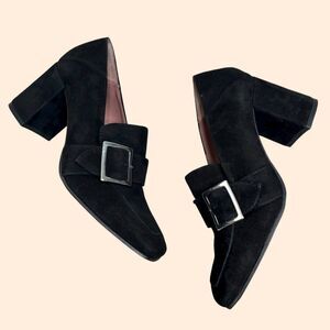 Barneys New York Square Toe Buckle Loafers